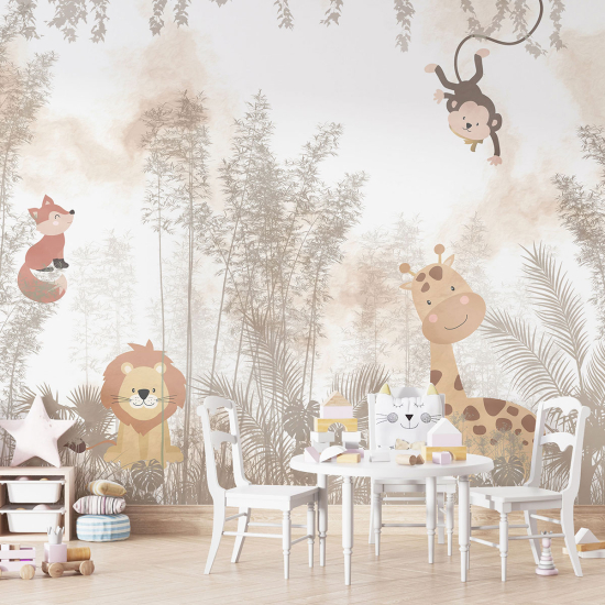 Panoramic Wallpaper - Kid Wall Mural - Jungle Animals