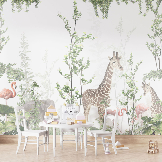 Panoramic Wallpaper - Kid Wall Mural - Jungle Animals