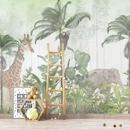 Panoramic Wallpaper - Kid Wall Mural - Jungle Animals