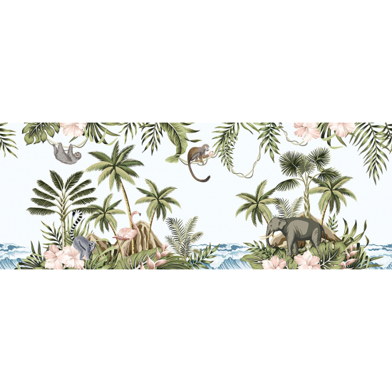 Panoramic Wallpaper - Kid Wall Mural - Jungle Animals