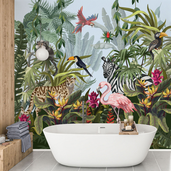 Panoramic Wallpaper - Kid Wall Mural - Jungle Animals