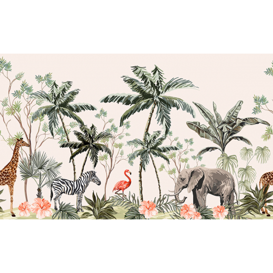 Panoramic Wallpaper - Kid Wall Mural - Jungle Animals