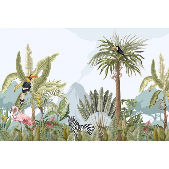 Panoramic Wallpaper - Kid Wall Mural - Jungle Animals