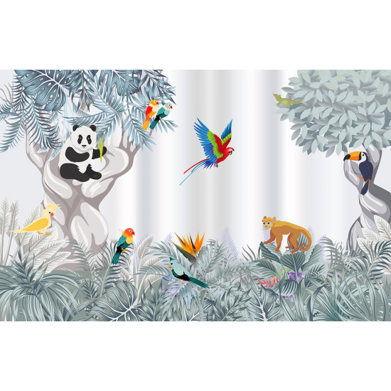 Panoramic Wallpaper - Kid Wall Mural - Jungle Animals