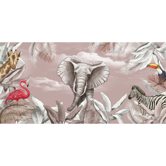 Panoramic Wallpaper - Kid Wall Mural - Jungle Animals