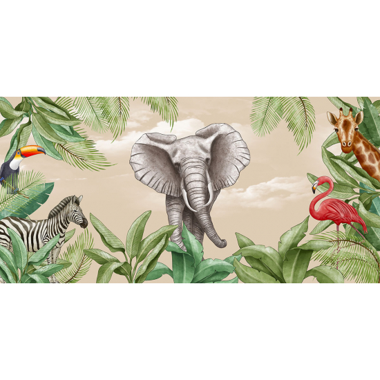 Panoramic Wallpaper - Kid Wall Mural - Jungle Animals