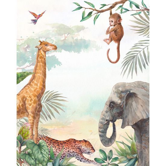 Panoramic Wallpaper - Kid Wall Mural - Jungle Animals