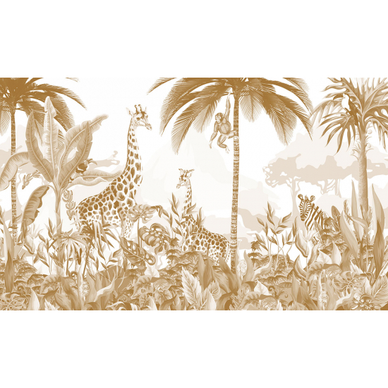 Panoramic Wallpaper - Kid Wall Mural - Jungle Animals