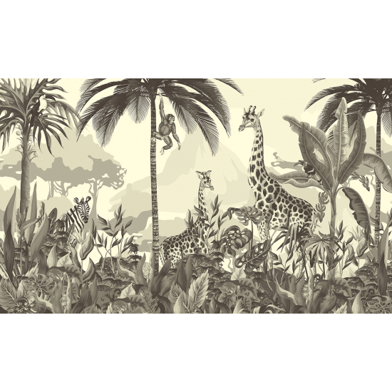 Panoramic Wallpaper - Kid Wall Mural - Jungle Animals