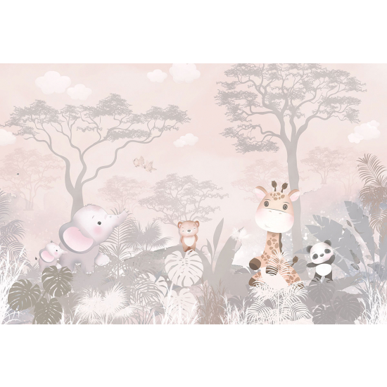 Panoramic Wallpaper - Kid Wall Mural - Jungle Animals