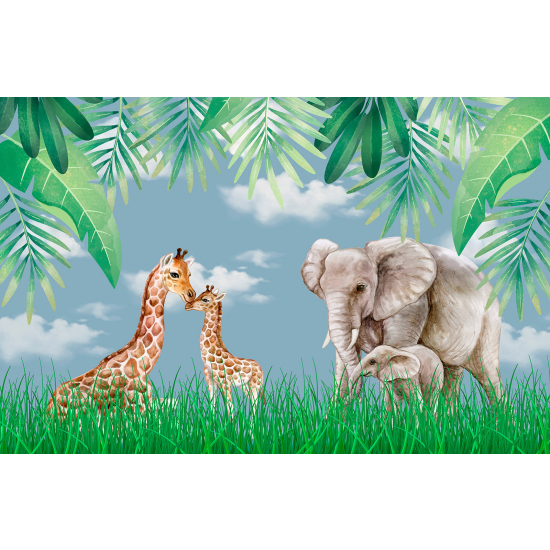 Panoramic Wallpaper - Kid Wall Mural - Jungle Animals