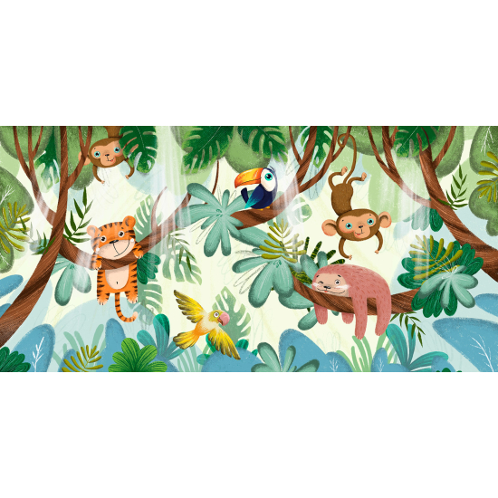 Panoramic Wallpaper - Kid Wall Mural - Jungle Animals