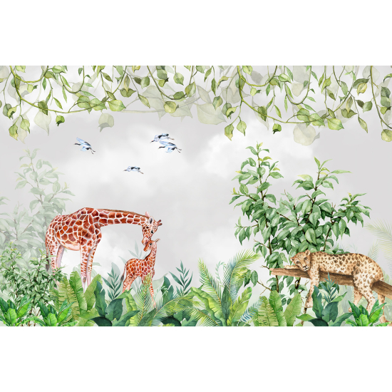 Panoramic Wallpaper - Kid Wall Mural - Jungle Animals