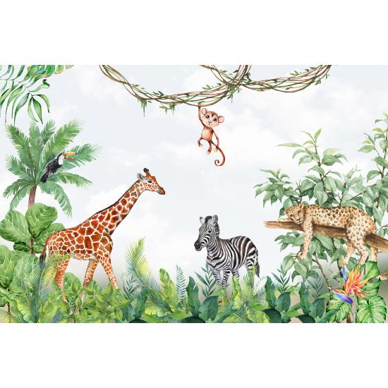 Panoramic Wallpaper - Kid Wall Mural - Jungle Animals