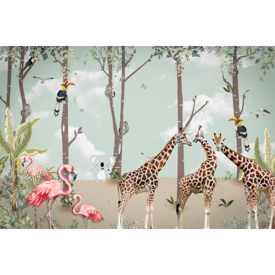 Panoramic Wallpaper - Kid Wall Mural - Jungle Animals