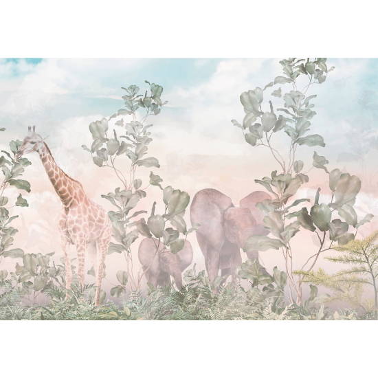 Panoramic Wallpaper - Kid Wall Mural - Jungle Animals