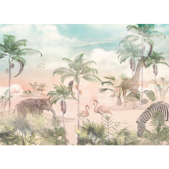 Panoramic Wallpaper - Kid Wall Mural - Jungle Animals