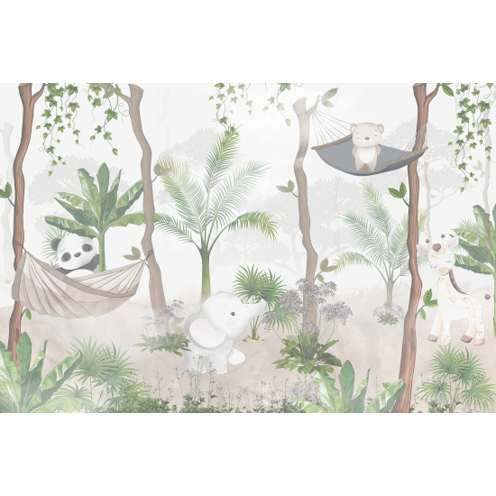 Panoramic Wallpaper - Kid Wall Mural - Jungle Animals