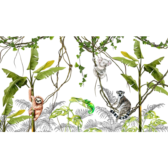 Panoramic Wallpaper - Kid Wall Mural - Jungle Animals