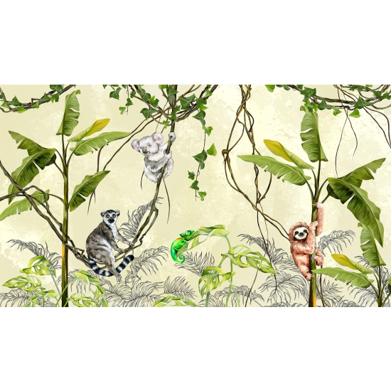 Panoramic Wallpaper - Kid Wall Mural - Jungle Animals