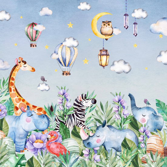 Panoramic Wallpaper - Kid Wall Mural - Jungle Animals