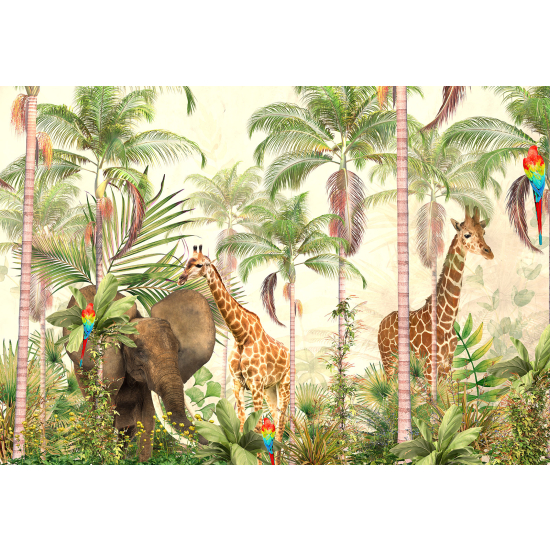 Panoramic Wallpaper - Kid Wall Mural - Jungle Animals