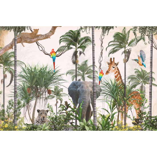 Panoramic Wallpaper - Kid Wall Mural - Jungle Animals