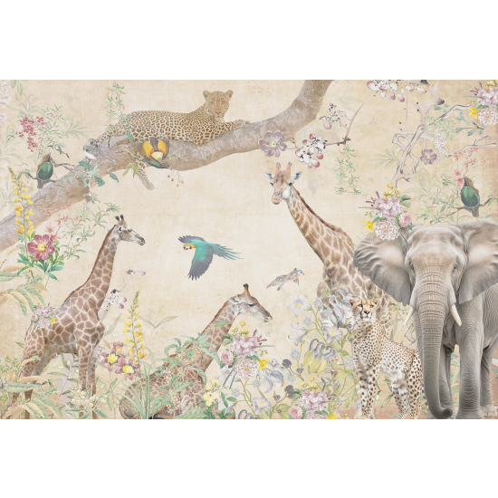 Panoramic Wallpaper - Kid Wall Mural - Jungle Animals