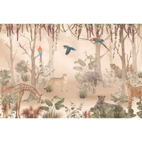 Panoramic Wallpaper - Kid Wall Mural - Jungle Animals