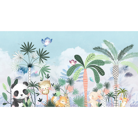 Panoramic Wallpaper - Kid Wall Mural - Jungle Animals