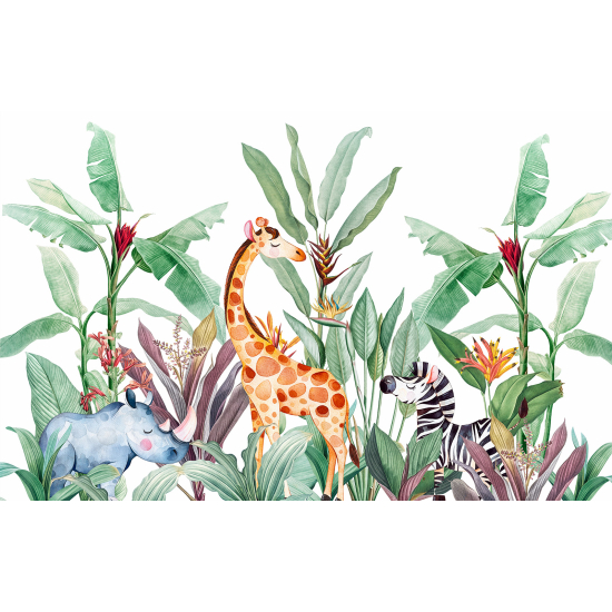 Panoramic Wallpaper - Kid Wall Mural - Jungle Animals