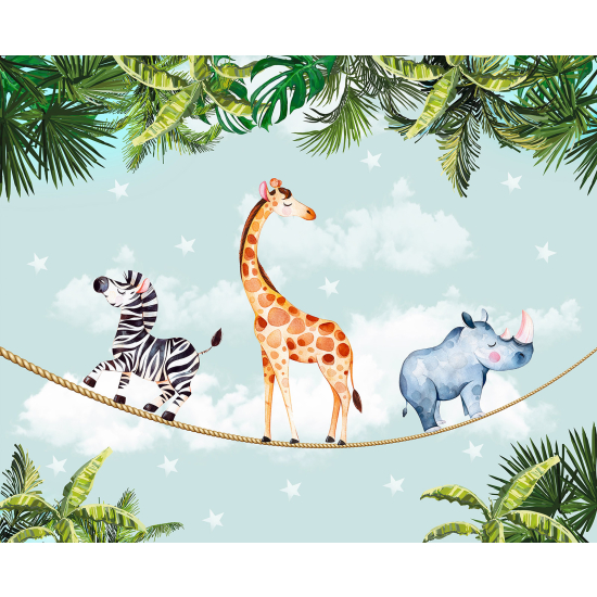 Panoramic Wallpaper - Kid Wall Mural - Jungle Animals