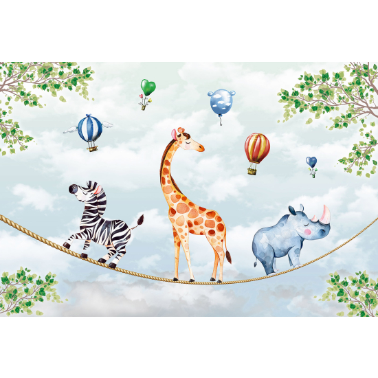 Panoramic Wallpaper - Kid Wall Mural - Jungle Animals