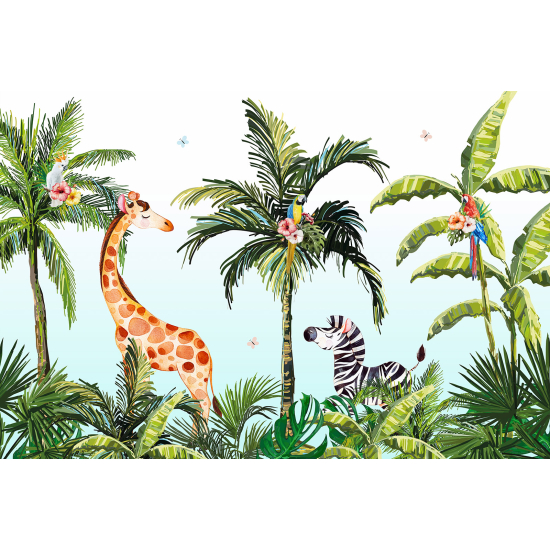 Panoramic Wallpaper - Kid Wall Mural - Jungle Animals