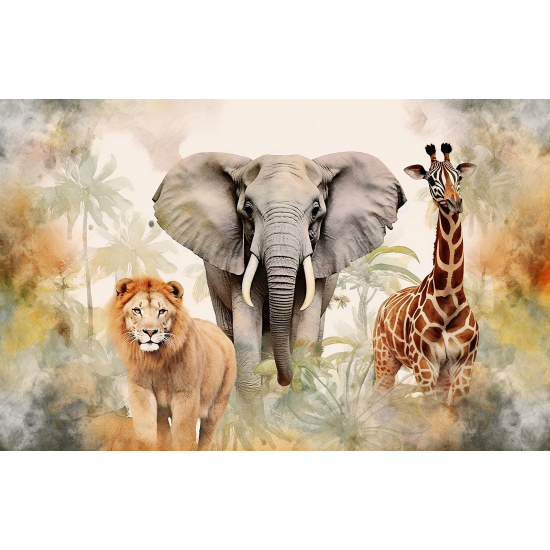 Panoramic Wallpaper - Kid Wall Mural - Jungle Animals