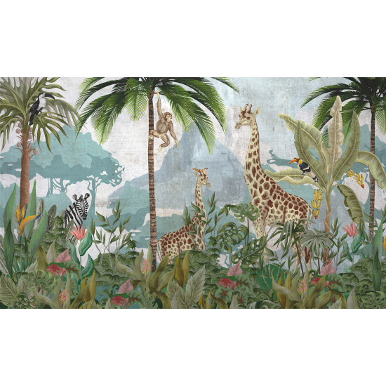 Panoramic Wallpaper - Kid Wall Mural - Jungle Animals