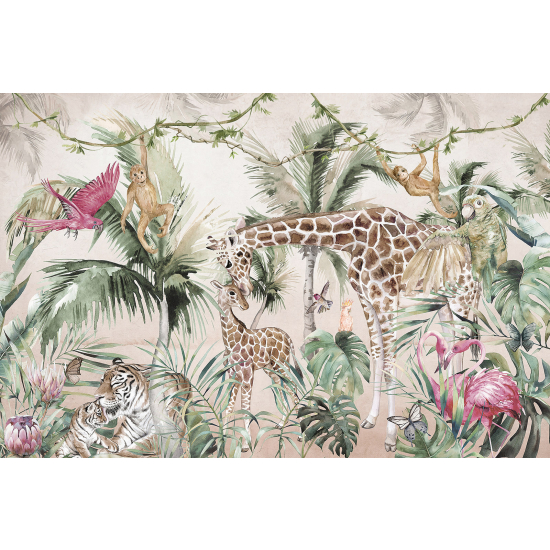 Panoramic Wallpaper - Kid Wall Mural - Jungle Animals