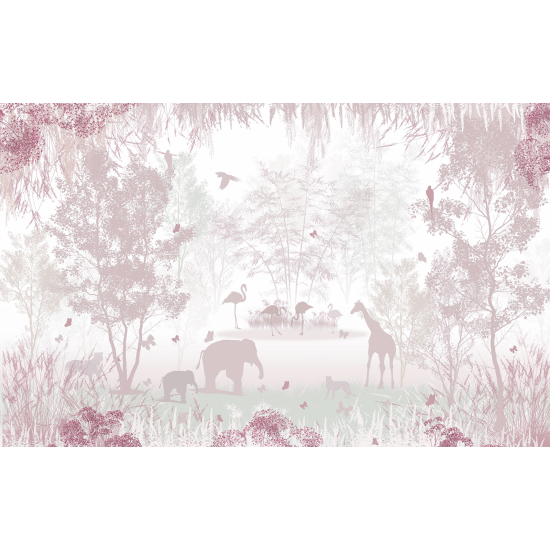 Panoramic Wallpaper - Kid Wall Mural - Jungle Animals