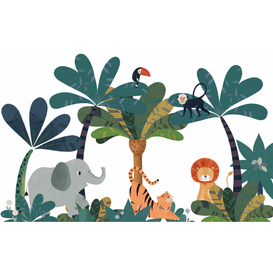 Panoramic Wallpaper - Kid Wall Mural - Jungle Animals