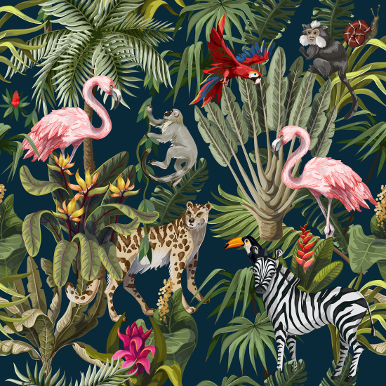 Panoramic Wallpaper - Kid Wall Mural - Jungle Animals