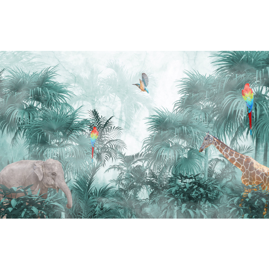 Panoramic Wallpaper - Kid Wall Mural - Jungle Animals