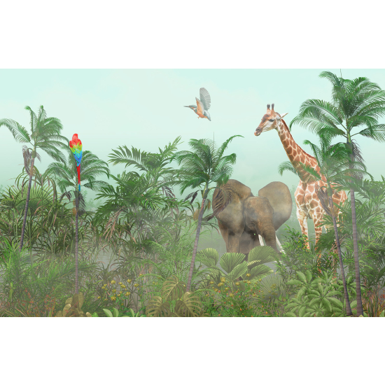 Panoramic Wallpaper - Kid Wall Mural - Jungle Animals