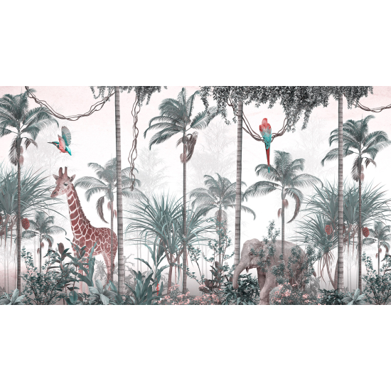 Panoramic Wallpaper - Kid Wall Mural - Jungle Animals