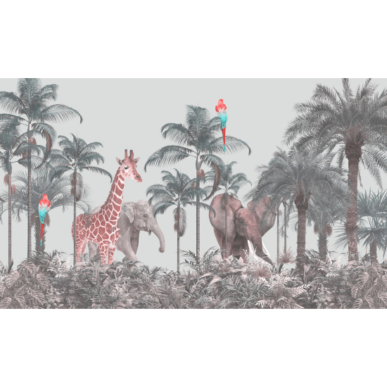 Panoramic Wallpaper - Kid Wall Mural - Jungle Animals