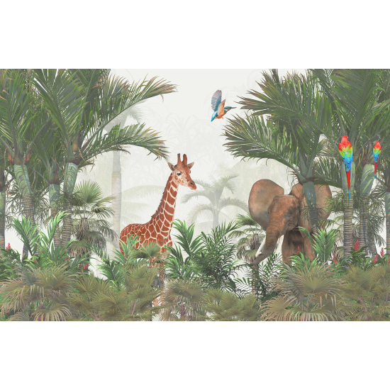 Panoramic Wallpaper - Kid Wall Mural - Jungle Animals