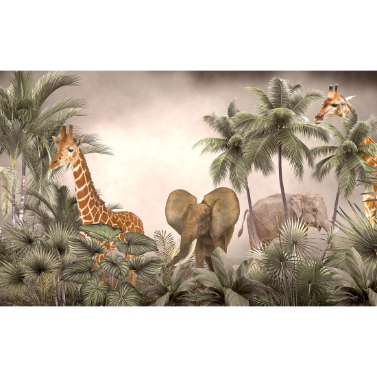 Panoramic Wallpaper - Kid Wall Mural - Jungle Animals