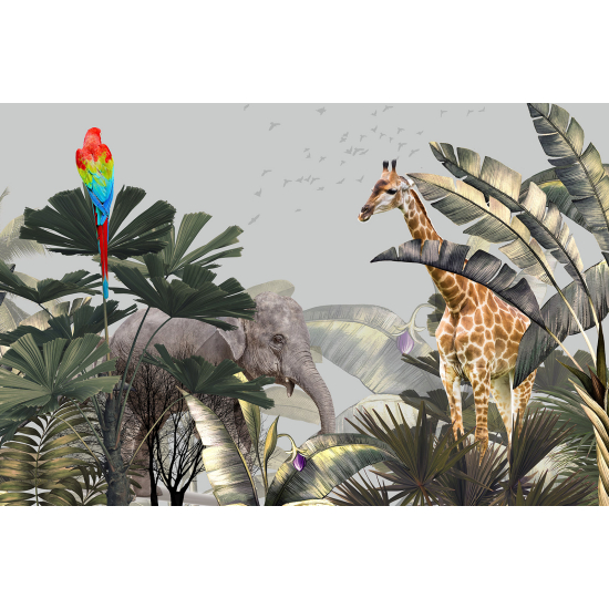 Panoramic Wallpaper - Kid Wall Mural - Jungle Animals