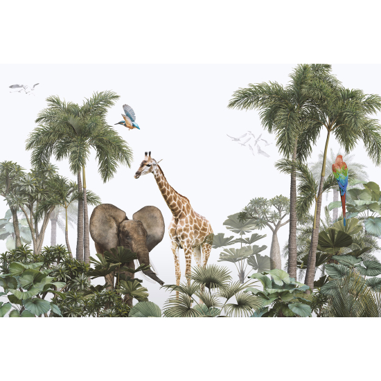 Panoramic Wallpaper - Kid Wall Mural - Jungle Animals