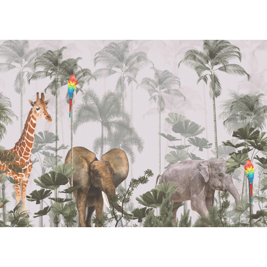 Panoramic Wallpaper - Kid Wall Mural - Jungle Animals