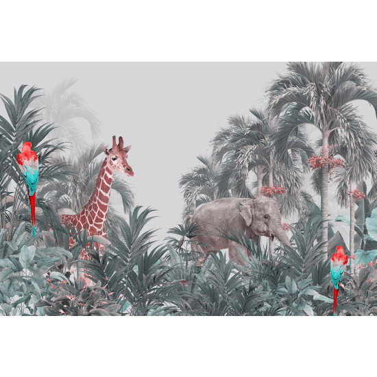 Panoramic Wallpaper - Kid Wall Mural - Jungle Animals